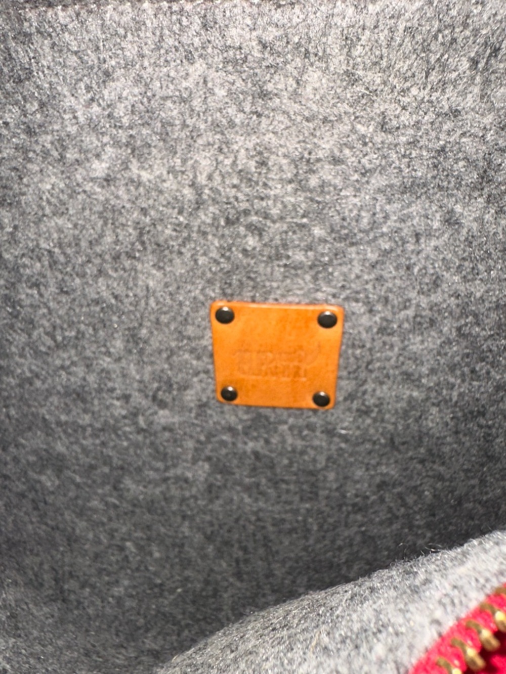 Gray Felt Laptop Bag with Tan Leather Straps - Picture 7 of 8